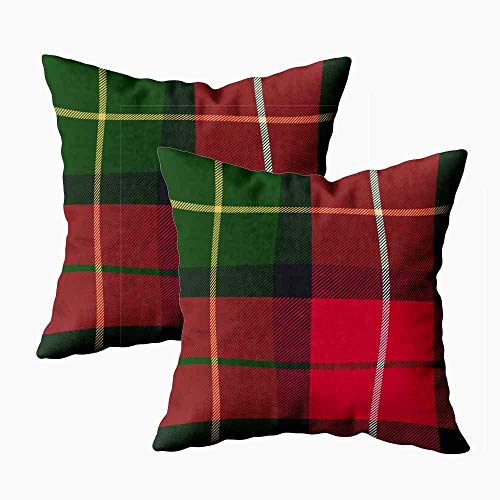 Kris.D Fodere per Cuscini Natalizi, Fodere per Cuscini Decorativi per Bambini Scozzese Scozzese Plaid Tessuto Diagonale Fodere per Cuscini per Vacanze 18 x 18 Pollici 2 Pezzi