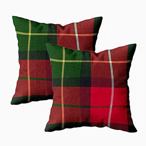 Kris.D Fodere per Cuscini Natalizi, Fodere per Cuscini Decorativi per Bambini Scozzese Scozzese Plaid Tessuto Diagonale Fodere per Cuscini per Vacanze 18 x 18 Pollici 2 Pezzi