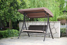 Angel Living Dondolo da giardino, Altalena a 3 posti in rattan per patio, il tetto può impedire schizzi d'acqua inclinazione regolabile, Altalena 193x117x173 cm con cuscino