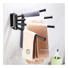 LIskybird Portasciugamani Porta Asciugamani Rotante Opaco in Alluminio da Bagno, Porta Asciugamani Bagno da Girevole,Parete Autoadesivo, Portasciugamani Organizzatore Accessori da Bagno,Nero,4 Bar