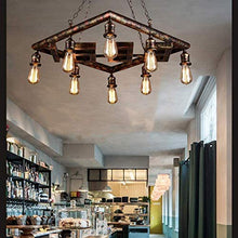 N/Z Home Equipment Ralph Pipe E27*8 Steampunk Bright Loft Style Living Room Dining Room Square 8 Head Wrought Iron Bar Cafe Easy to Tall