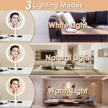 Auxmir Specchio Trucco con Luci a 3 Colori, Specchio da Tavolo, Specchio Cosmetico con Specchietto Ingranditore 10X, Luminosità Regolabile, Ricaricabile, Batteria al Litio, per Bagno e Viaggio