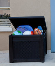Keter Contenitore in Resina con Funzione di Seduta o di Tavolo, Effetto Rattan, 71 x 72.2 x 59 cm, 208 Lt, Marrone