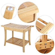 SXJ Sgabello da Bagno in Bambu con Panca Ripiano Portaoggetti Panchina Casa Colore Bamboo Naturale