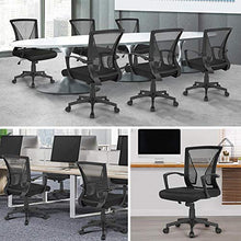 Yaheetech Sedia da Ufficio Scrivania Ergonomica Girevole in Tessuto Traspirante Reclinabile Altezza Regolabile con Rotelle e Braccioli Nera