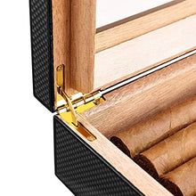 Cigar Box, Cigar Humidor, Legno di Cedro Cigar Box, umidificatore, Grande capacità del Modello in Fibra di Carbonio Alta qualità (Size : 25.9x22x6.8cm)