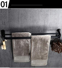 Portasciugamani da bagno nero doppio da 50 cm Porta asciugamani a parete nero con portasciugamani in alluminio