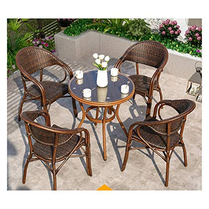 HLZY Tavolo in Vimini in Rattan mobili in Patio e Set Sedia, Arredamento per Esterni Ratan Patio Set di mobili in Vetro Top tavolino da caffè Patio Set tavolino da caffè Conversazione Patio
