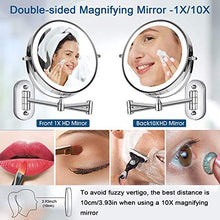 JYJYES Specchio per Trucco 10X Specchio per Bagno con Ingrandimento Professionale Specchio Parete con luci LED Regolabile e Rotazione a 360°,8" Specchio Doccia con Carica USB