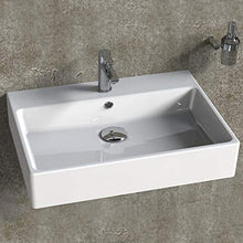 Aqua Bagno SOLO lavabo in ceramica, 60 cm, Bianco, a incastro, rettangolare, per bagno degli ospiti, montaggio a parete