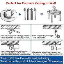 Amaca Ganci Appesi Kit Oscillazione Piastra Appendini Heavy Duty in Acciaio Inox Eye con Snap Moschettone Viti per Swing Argento