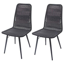 Mendler Set 2 sedie HWC-F90 polyrattan WPC 92x46x43cm - Nero