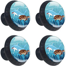 Cartoon Dolphin Turtle Oceano di nuoto Pomelli per Porta Set di 4 Pomelli per Mobili Manopole per Cassetti Cucina Armadio Vetro