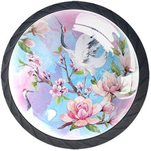 Teste rosse dell'acquerello Crane Japanese Cherry Blossoms Pomelli per Porta Set di 4 Pomelli per Mobili Manopole per Cassetti Cucina Armadio Vetro