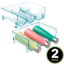 mDesign Set da 2 Portabottiglie vino e acqua – Scaffale portabottiglie da appoggio per un totale di 6 bottiglie – Mensola portabottiglie impilabile in plastica senza BPA – blu
