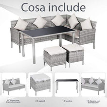 Outsunny Set 5 Pezzi Salotto da Esterno con 2 Divani 1 Tavolino 2 Sgabelli, Mobili da Giardino in Rattan Grigio