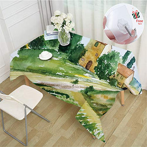 Odot 3D Tovaglia Rettangolare, Tavolo Piazza Poliestere Soggiorno Tavolino Tovaglia Lavabile Resistente all'Usura Semplice Cucina Soggiorno Anti-Macchia Decorazione (140x200cm,Verde)