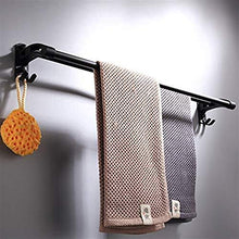 HYYDP Mensole Bagno Semplice Supporto da 59 cm in Alluminio Spray Nero Opaco a Doppio palo for portasciugamani con Gancio