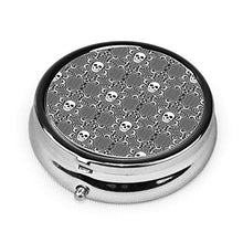 Scatola rotonda per medicina portatile, mini pillole in metallo, dispenser per pillole, borsa da tasca, regalo da viaggio, teschio, grande