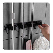 ZXCASDF Acciaio Inox 304 Robusto Bagno A Parete Antiscivolo Cremagliera Scopa Senza Punzonatura Doppio Scopo Mensola Rack Mop Stoccaggio Balcone Gancio Nero,Grigio