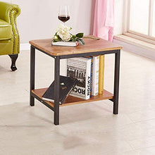 DGHJK Mobili per la casa, tavolino Industriale, Comodino a 2 Ripiani con ripiano portaoggetti, mobili Effetto Legno con Struttura in Metallo, 19,6 `` x 15,7 '' x 19,6 ''