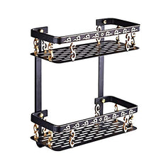 JKCKHA Northern Europe. Bella Retro Doppio Strato d'oro/Lega di Alluminio Nero Drill Hole Bagno Hotel Bathroom Stand/Multifunzione Shelf