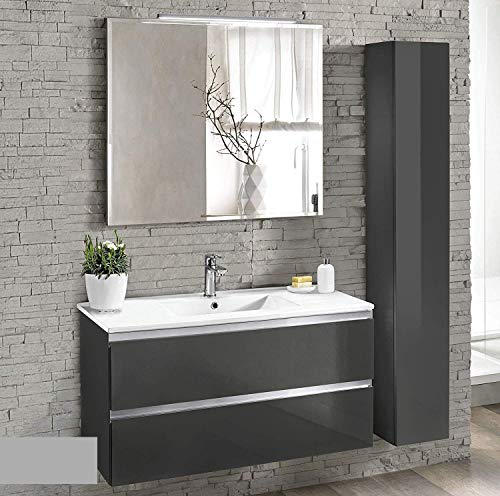 Dafne Italian Design Mobile da bagno con lavabo e colonna sospesa - Componibile bagno cm. 100 x 46 x 51h (STMB)