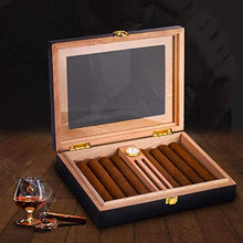 SCDHZP Cigar Humidor, Cedar Cigar Desktop Box con umidificatore e igrometro, Piano in Vetro for 15 (10-15 Cigars)