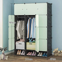 WCY Armadio Portatile per Appendere Vestiti Combinazione Armoire Ideale stoccaggio Organizzatore dell'organizzatore Cubo (Verde) Guardaroba Combinato (Dimensione: 111x47x165cm) yqaae