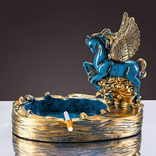 Kjsdzh Decorazione Europea Creativa Americana Moderna Cremagliera del Vino Decorazione Adatta per Soggiorno Portico Armadio da Vino Bar Tavolo Casa Portabottiglie, Posacenere Pegasus (Blu)