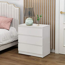 TUKAILAI, cassettiera per Camera da Letto, Comodino con cassetti in Legno, Comodino per Camera da Letto, Soggiorno, Bianco, 3 Dreawers