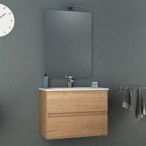 giordanoshop Mobile Bagno Sospeso 74 cm Lavabo e Specchio Tavassi Giove Rovere Chiaro