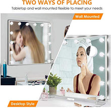 HFFFHA Specchio per Il Trucco con luci Specchio per Il Trucco Grande con 14 lampadine a LED dimmerabili e Specchio cosmetico con ingrandimento 10X Rimovibile