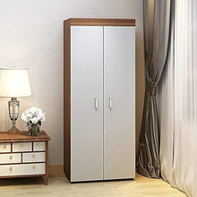 Due in legno armadio in legno con appendiabiti all'interno di una mensola di immagazzinaggio e camere da letto,A