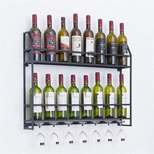 JXXDQ A Parete Metallo Ferro Bottiglia di Vino Rack E Supporto di Vetro, 2 Livelli di Storage Mensola della Parete della Decorazione - Nero (Size : 80cm)