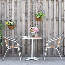 Outsunny Set Tavolo e Sedie da Giardino ed Esterno 3 Pezzi in Alluminio con Finitura Effetto Legno