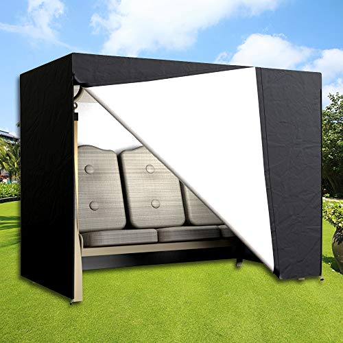 DWDMZ - Coprisedile Impermeabile per Dondolo da Giardino a 3 posti, per Amaca e Sdraio, 220 x 170 x 125 cm, Colore: Nero