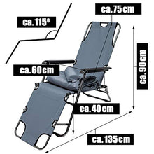 AMANKA Sedia a Sdraio Pieghevole | Prendisole con Comoda Imbottitura Removibile 178 cm + poggiatesta + poggiagambe + Schienale reclinabile | Grigio