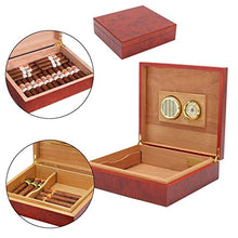 XZJJZ 20 Conte Caso Humidor Brown Cigar Box Legno di Cedro Cigar Caso Portatile della Cassa della Scatola umidificatore igrometro Cigar Humidor for Le Sigarette