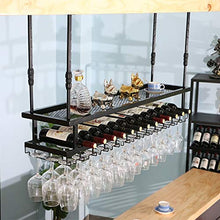 JHGJBJ Appesa Vino Rack Metallo, Altezza 30-60cm Ferro Battuto Supporto di Vetro di Vino Appeso A Doppio Strato Regolabile, con Bottiglia di Vino Trogolo, Rack, Appeso Cremagliera della Tazza