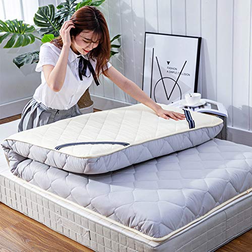 Materasso Tatami, Materasso Pieghevole in Cotone più Spesso Topper Materasso futon per Dormire Materasso Singolo/King Size per Soggiorno Camera da Letto,Grigio,180 * 200cm/71 * 79inch