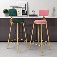 GYPPG Sgabello Bar Alto 25,6/29 Pollici con Sedile e Schienale in Velluto - Base in Metallo Dorato - Sedia Cucina per Ristorante/Bar/caffetteria