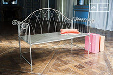 pib Panca Grigia Metalo in Stile Shabby Chic - Prodotto 100% in Metallo, Finitura Vernice | Metallo Perforato e Linee Curve - Grigio Topo Perlato (L143 x H85 x P92 cm)