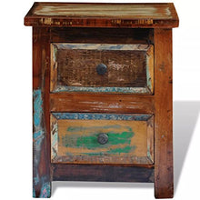 Tidyard Comodino Camera da Letto Vintage,Comodino con 2 Cassetti in Legno Massello di Recupero,Comodino con Cassetti,Comodino Cameretta Vintage,Comodino Vintage 43 x 35 x 51 cm