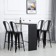homcom Set 4 Sgabelli per Casa o Bar in Metallo Nero Leggero, Design Industriale con Poggiapiedi (44 x 49 x 116 cm)