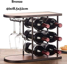 Scaffale Legno Porta Vino Cremagliera Del Vino Creativa Porta Bottiglie E Vetro - Decorazioni Per La Casa, Può Contenere 6 Bottiglie Di Vino Rosso E 2 Bicchieri Da Vino