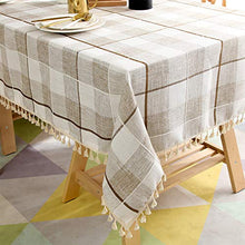 BKKENIDN Tovaglia, Tovaglia da Tavolo Impermeabile in Cotone Lino a Quadretti Ricamati, Adatta per Tavolo da Pranzo, Giardino, Scrivania, Terrazzo