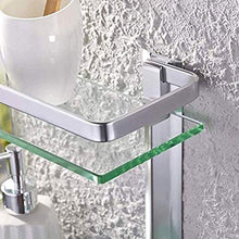 DXMRWJ Portasciugamani Foratura Mensola in Vetro angolare per Bagno Mensole in Vetro temperato Quadrato a 2 Livelli con Guida in Alluminio a Parete 14 Pollici 02.01