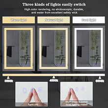 Bonade - Specchio da bagno a LED, senza appannamento, 50 x 70 cm, con illuminazione dimmerabile, LED con interruttore touch, IP65 e 3000 lm, bianco caldo/naturale/bianco freddo (3500-6500 K)