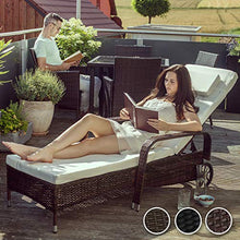 TecTake Lettino Poly Rattan ARREDO Esterno Giardino Sdraio Prendisole Divano Sedia Marrone - Disponibile in Diversi Colori - (Antico | No. 402112)